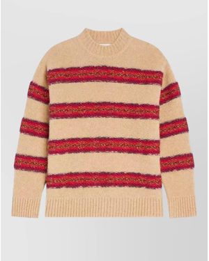 Dries Van Noten Striped Oversized Crew Neck Sweater - Pink