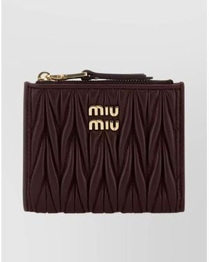 Miu Miu Quilted Leather Wallet-Tone Hardware - Brown