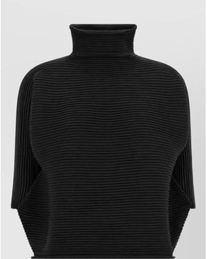 Pleats Please Issey Miyake Zig Zag Knit Top - Black