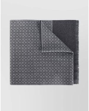 Ferragamo Gancini Pattern Wool Scarf - Grey