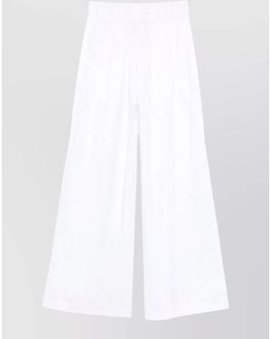 Semicouture Jhonny Cotton Lounge Trousers Wide Leg - White