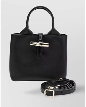 Longchamp Mini Structured Top Handle Bag With Detachable Strap - Black