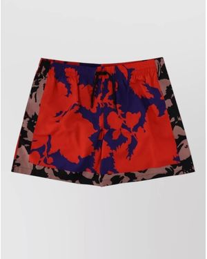 Dries Van Noten Mid Length Swim Shorts Bold Floral Print - Red