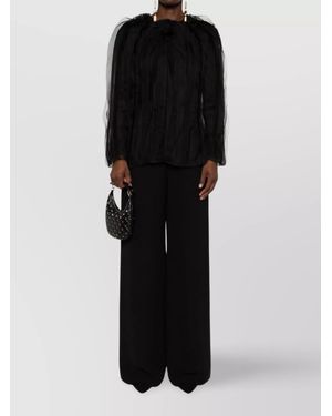 Giorgio Armani Silk Wide-Leg Trousers - Black