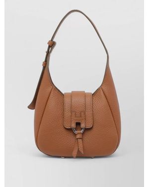 Hogan Leather Hobo Shoulder Bag Top Handle - Brown