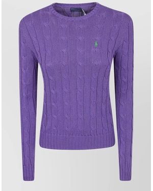 Polo Ralph Lauren Julianna Cable Knit Crew Neck Jumper - Purple