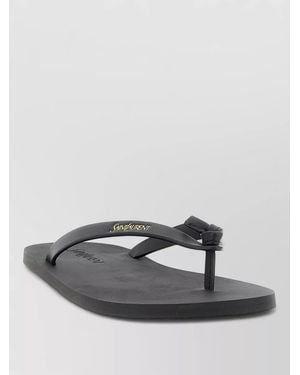 Saint Laurent Pool Sandals Flat Rubber Sole Thong Strap - Grey