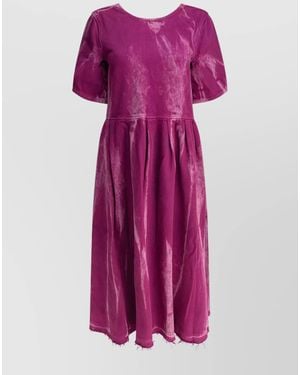 Ganni Denim Open-Back Midi Dress - Purple