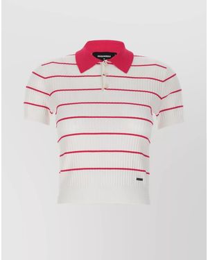DSquared² Striped Polo Top - Pink
