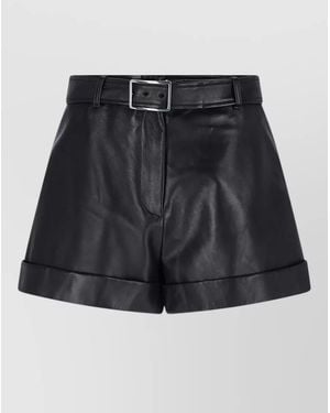 Sportmax Leather Straight Bermuda Shorts - Black