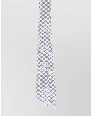 Celine Silk Twill Lavalliere Scarf Monogram Motif - White