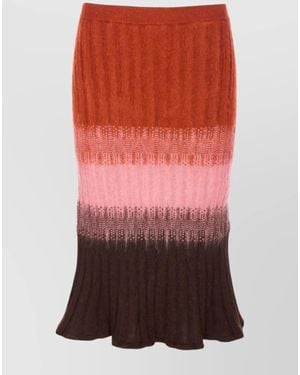 Fendi Gradient Mohair And Wool High-Waisted Midi Skirt Clothing - Red