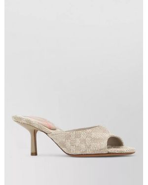 Burberry Fabric Mules Peep Toe Stiletto Heel - Natural