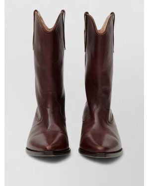 Isabel Marant Duerto Leather Western Mid Calf Boots - Brown