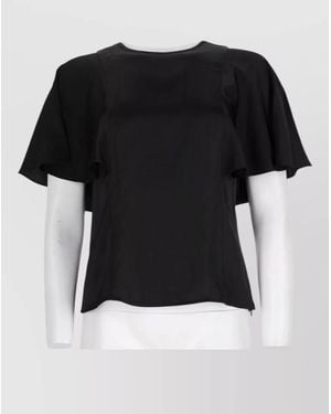 Michael Kors Top Flared Sleeves And Back Detail - Black