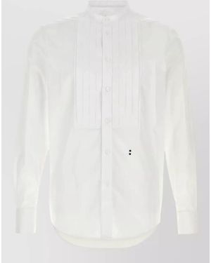 Fendi Poplin Shirt Band Collar Long Sleeves - White