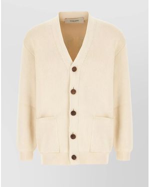 Golden Goose Ribbed Cotton Blend Cardigan - Natural