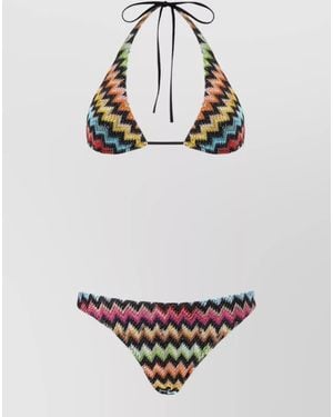 Missoni Lamé Viscose Bikini Micro Zigzag Halter - Grey