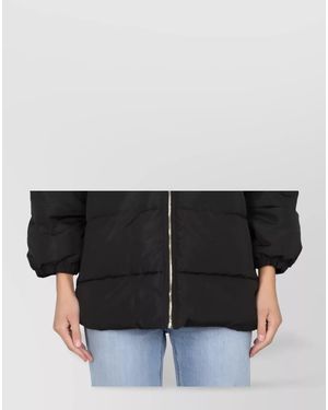 Patou Quilted Parka With High Collar And Hood - Black