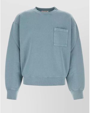 Marni Cotton Sweatshirt Crew Neck Long Sleeves - Blue