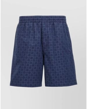 Givenchy Denim Logo Print Drawstring Deck Shorts - Blue