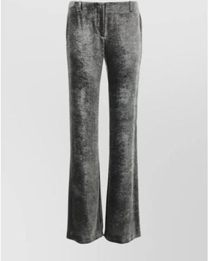 Alberta Ferretti Velvet Wide-Leg Pants - Gray