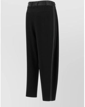 Alberto Biani Asymmetrical Panel Trousers Tailored Stripe Design - Black
