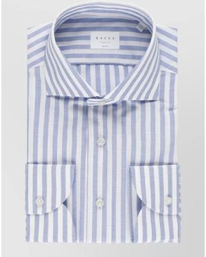 Xacus Striped Button Down Collar Long Sleeve Shirt - Blue