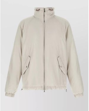 Brunello Cucinelli Nylon Hooded Raglan Coat Drawstring Hem - Natural