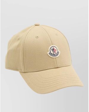 Moncler Logo Baseball Cap Curved Brim Design - Natural