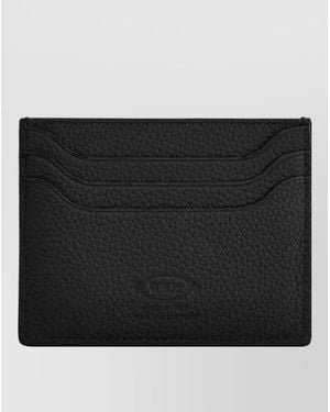 Tod's Compact Leather Wallet Cardholder Pebbled Texture - Black