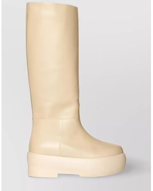 Gia Borghini Leather Platform Boots - Natural