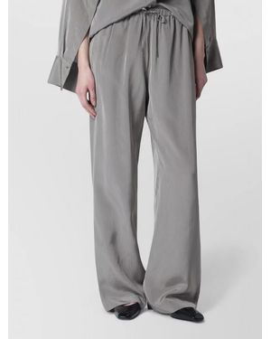 Rohe Pinstripe Wide Leg Trousers Side Pockets - Grey