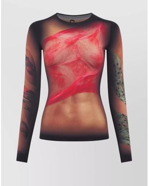Marine Serre Draped Statue Crewneck Top - Red
