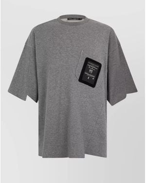 Dolce & Gabbana Cotton T Shirt Relaxed Fit Pocket - Grey