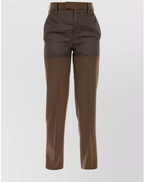 MM6 by Maison Martin Margiela Two-Tone Design Pants Featuring Back Pocket - Brown
