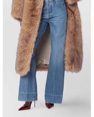 ROTATE BIRGER CHRISTENSEN Long Faux Fur Open Front Coat - Blue