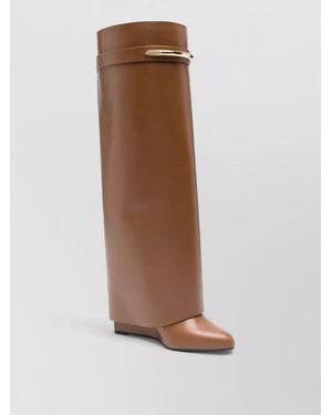 Givenchy Wedge Heel Knee High Pointed Toe Boots - Brown
