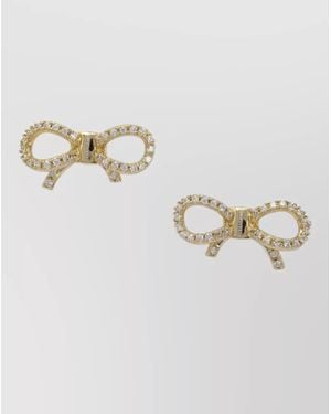 Ferragamo Crystal-Embellished Bow Earrings - Metallic