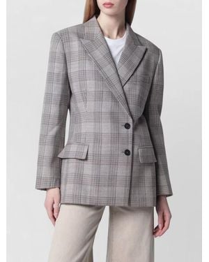Anine Bing Checked Jacket Flap Pockets Long Sleeves - Grey