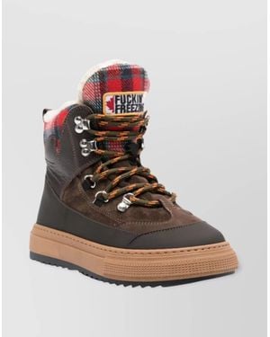 DSquared² Leather Lace-Up High-Top Boots - Multicolour