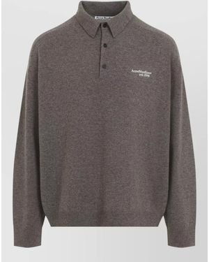 Acne Studios Polo Jumper Yak Wool Blend Knit - Grey