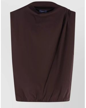 Soeur Idris Mock Neck Organic Cotton Top - Brown