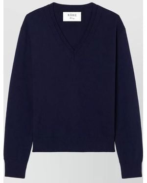 Rohe Merino Wool Fine-Knit V-Neck Jumper - Blue