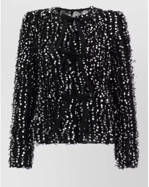 Nina Ricci Jacket Long Sleeves Polka Dot Embroidery Bows - Black