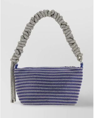 Kara Crystal Mesh Shoulder Bag - Blue