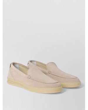Woolrich Suede Slip On Loafers Round Toe - Natural