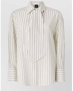 Pinko Striped Shirt Long Sleeves Tie Detail - White
