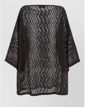 Missoni Knit Dress Zigzag Mesh Metallic Thread - Black