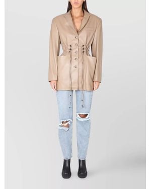 The Mannei Leather Blazer Dress - White